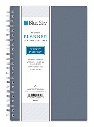0847037195664 - BLUE SKY 2017 WEEKLY & MONTHLY PLANNER, WIRE-O BINDING, METALLIC BLUE COVER, 5 X 8, ENTERPRISE