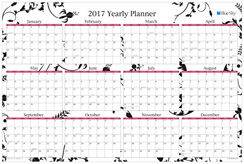 0847037195923 - BLUE SKY 2017 LAMINATED ERASABLE YEARLY WALL CALENDAR, 36 X 24, TWO SIDED, VERTICAL & HORIZONTAL, ANALEIS