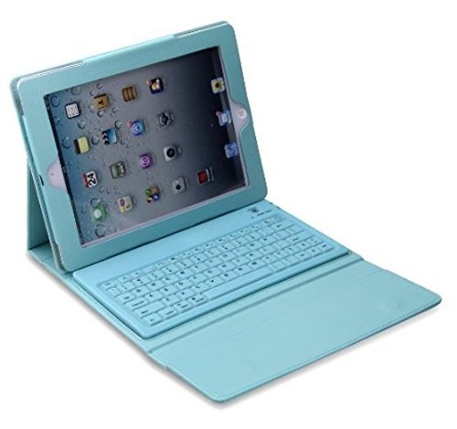0847073036549 - GENERIC LEATHER CASE WITH BLUETOOTH WIRELESS KEYBOARD FOR IPAD2/3 (BLUE CASE FOR APPLE IPAD 2 3 4)