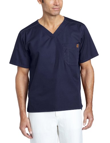 0847153038708 - CARHARTT MEN'S SOLID RIPSTOP UTILITY SCRUB TOP, NAVY, LARGE
