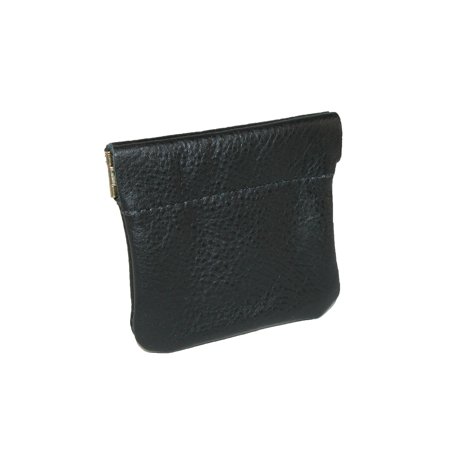 0847164010366 - ROMA LEATHERS SMALL LEATHER SQUEEZE COIN POUCH (BLACK)