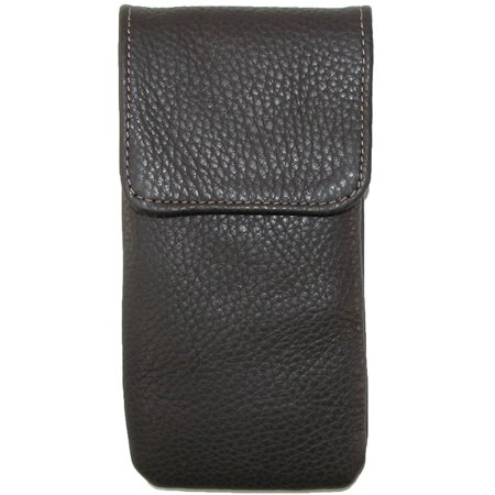 0847164072869 - CTM® UNISEX LEATHER SOFT EYEGLASS CASE WITH HOLSTER CLIP, BROWN