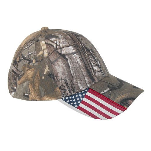 0847164082196 - REALTREE XTRA UNISEX CAMO AND AMERICAN FLAG BASEBALL HAT, REAL TREE W/ USA FLAG