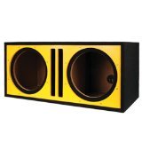 0847169001390 - ABSOLUTE PDEB10Y DUAL 10-INCH, 3/4-INCH MDF TWIN PORT SUBWOOFER ENCLOSURE WITH YELLOW HIGH GLOSS FACE BOARD