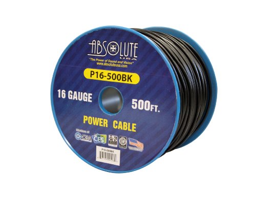 0847169005282 - ABSOLUTE USA P16-500BK 16 GAUGE 500-FEET SPOOL PRIMARY POWER WIRE CABLE (BLACK)