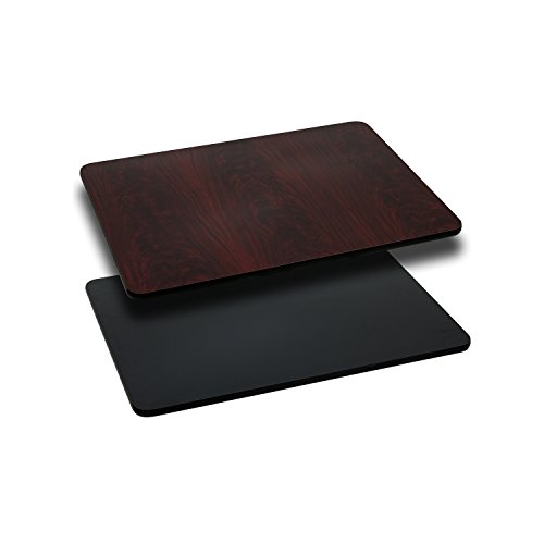 0847254007573 - FLASH FURNITURE RECTANGULAR TABLE TOP WITH OR REVERSIBLE LAMINATE TOP, 24 BY 30, BLACK/MAHOGANY