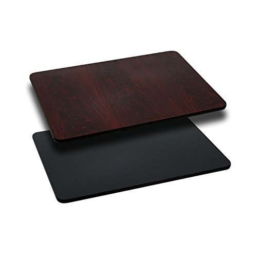 0847254007771 - FLASH FURNITURE RECTANGULAR TABLE TOP WITH OR REVERSIBLE LAMINATE TOP, 24 BY 42, BLACK/MAHOGANY