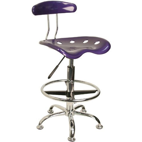 0084725401007 - FLASH FURNITURE LF-215-VIOLET-GG VIBRANT VIOLET AND CHROME DRAFTING STOOL WITH TRACTOR SEAT