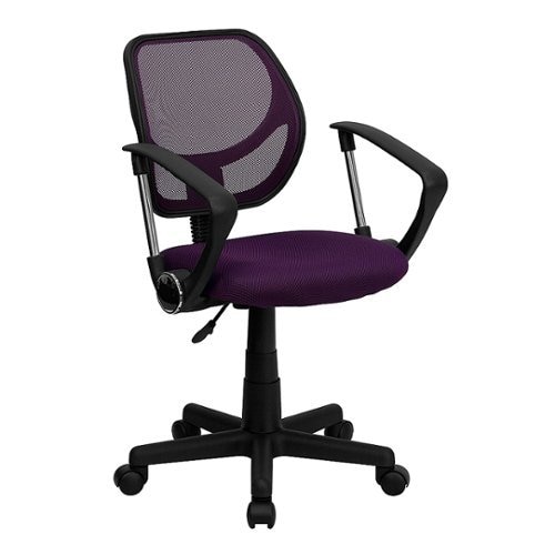 0847254010290 - FLASH FURNITURE WA-3074-PUR-A-GG MID-BACK PURPLE MESH TASK AND COMPUTER CHAIR WITH ARMS
