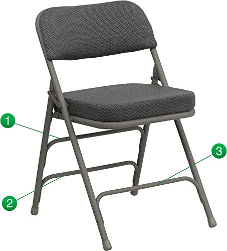 0847254020527 - FLASH FURNITURE HA-MC320AF-GRY-GG HERCULES SERIES PREMIUM CURVED TRIPLE BRACED AND QUAD HINGED GRAY FABRIC UPHOLSTERED METAL FOLDING CHAIR