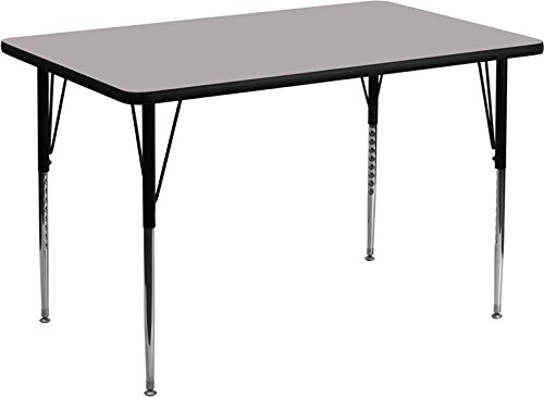 0847254023719 - FLASH FURNITURE 24''W X 48''L RECTANGULAR ACTIVITY TABLE WITH 1.25'' THICK HIGH PRESSURE GREY LAMINATE TOP AND STANDARD HEIGHT ADJUSTABLE LEGS