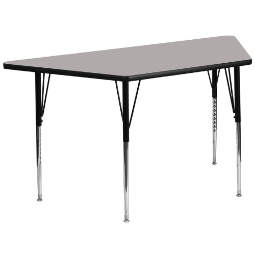 0847254024150 - FLASH FURNITURE XU-A3060-TRAP-GY-H-A-GGTRAPEZOID ACTIVITY TABLE WITH 1-1/4-INCH THICK HIGH PRESSURE GREY LAMINATE TOP/STANDARD HEIGHT ADJUSTABLE LEGS