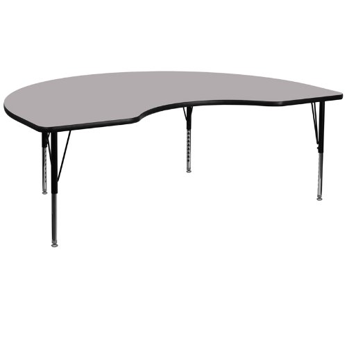 0847254024518 - FLASH FURNITURE 72L X 48W IN. KIDNEY SHAPED ADJUSTABLE HEIGHT ACTIVITY TABLE