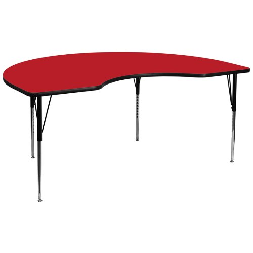 0847254024648 - FLASH FURNITURE 96L X 48W IN. KIDNEY SHAPED ADJUSTABLE HEIGHT ACTIVITY TABLE