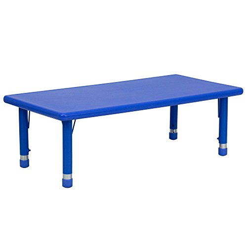 0847254038928 - FLASH FURNITURE YU-YCX-001-2-RECT-TBL-BLUE-GG 24 X 48 HEIGHT ADJUSTABLE RECTANGULAR BLUE PLASTIC ACTIVITY TABLE FOR KIDS