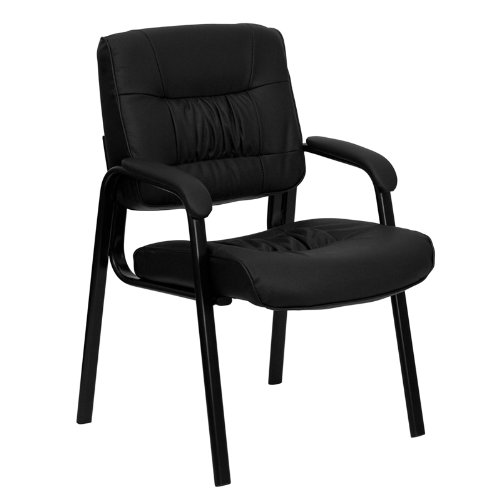 0847254050739 - FLASH FURNITURE BT-1404-GG BLACK LEATHER GUEST/RECEPTION CHAIR WITH BLACK FRAME FINISH