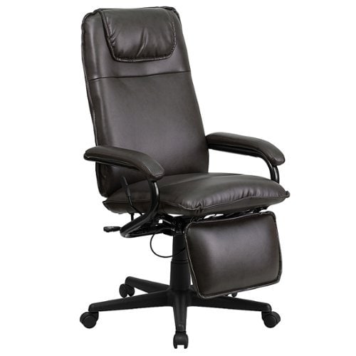 0847254053921 - HIGH BACK BROWN LEATHER EXECUTIVE RECLINING SWIVEL OFFICE CHAIR