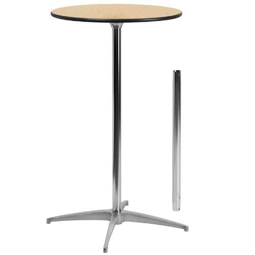 0847254056311 - 24'' ROUND WOOD COCKTAIL TABLE WITH 30'' AND 42'' COLUMNS