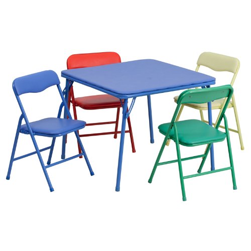 0847254063777 - KIDS COLORFUL 5 PIECE FOLDING TABLE AND CHAIR SET