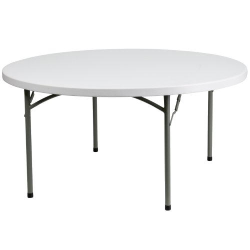 0847254069403 - FLASH FURNITURE 60'' ROUND GRANITE WHITE PLASTIC FOLDING TABLE