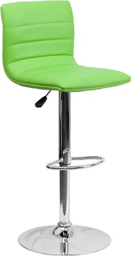 0847254071659 - FLASH FURNITURE 2-PACK CONTEMPORARY VINYL ADJUSTABLE HEIGHT BAR STOOL WITH CHROME BASE, 44-INCH, GREEN