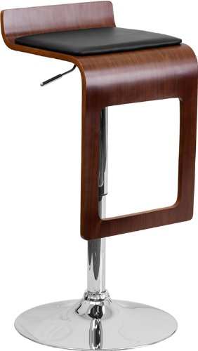 0847254072908 - FLASH FURNITURE 2-PACK WALNUT BENTWOOD ADJUSTABLE HEIGHT BAR STOOL WITH BLACK VINYL SEAT AND DROP FRAME