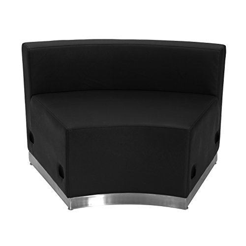 0847254076104 - HERCULES ALON SERIES BLACK LEATHER CONCAVE CHAIR WITH BRUSHED STAINLESS STEEL BASE