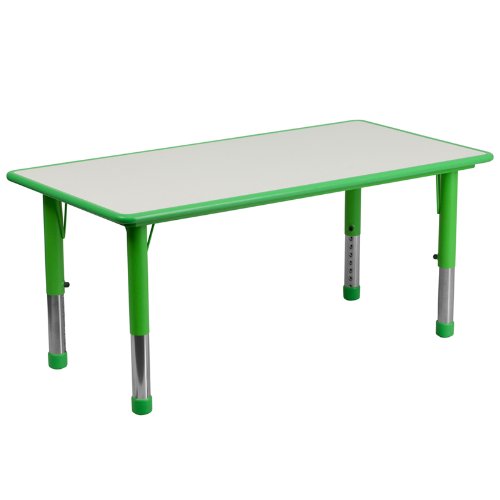 0847254077521 - FLASH FURNITURE ADJUSTABLE RECTANGULAR PLASTIC ACTIVITY TABLE WITH GREY TOP, 23.