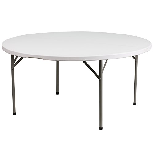 0847254078658 - 60-INCH ROUND GRANITE WHITE PLASTIC FOLDING TABLE