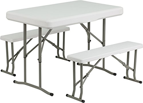 0847254079280 - FLASH FURNITURE DAD-YCZ-103-GG PLASTIC FOLDING TABLE AND BENCHES