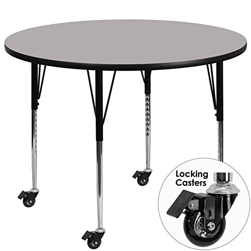 0847254081030 - FLASH FURNITURE MOBILE 42-INCH ROUND ACTIVITY TABLE WITH GREY THERMAL FUSED LAMI