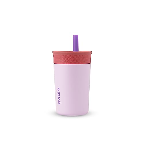 0847280078219 - OWALA KIDS INSULATION STAINLESS STEEL TUMBLER WITH SPILL RESISTANT FLEXIBLE STRAW, EASY TO CLEAN, KIDS WATER BOTTLE, GREAT FOR TRAVEL, DISHWASHER SAFE, 12 OZ, PINK AND PURPLE (LILAC ROCKET)