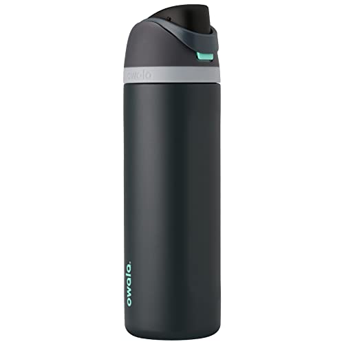 0847280081042 - OWALA FREESIP INSULATED STAINLESS STEEL WATER BOTTLE WITH STRAW FOR SPORTS AND TRAVEL, BPA-FREE, 40OZ, FOGGY TIDE