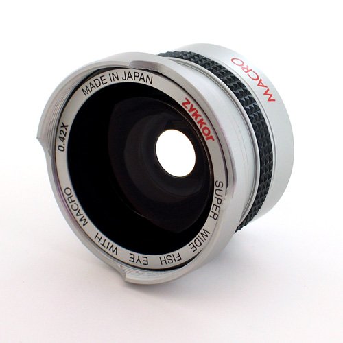 0847295005019 - ZYKKOR 0.42X 37MM TITANIUM SUPER WIDE ANGLE FISHEYE LENS WITH MACRO - SILVER - MADE IN JAPAN