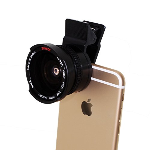 0847295005521 - ZYKKOR 2 IN 1 CLIP-ON 0.42X PROFESSIONAL 37MM FISHEYE HIGH DEFINITION LENS WITH 10X MACRO FOR APPLE IPHONE 6S 6 PLUS 6 5 IPAD SAMSUNG GALAXY ANDROID MOBILE SMART PHONES & TABLETS