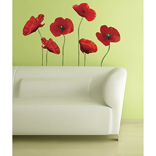 0847814019718 - ROOMMATES RMK1729GM POPPIES AT PLAY PEEL AND STICK GIANT WALL DECALS