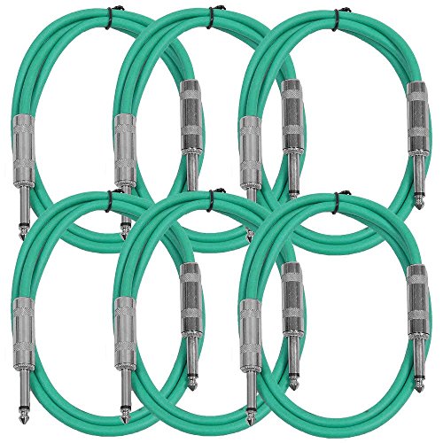 0847861005023 - SEISMIC AUDIO SASTSX-3GREEN-6PK 3-FEET TS 1/4-INCH GUITAR, INSTRUMENT, OR PATCH CABLE, GREEN