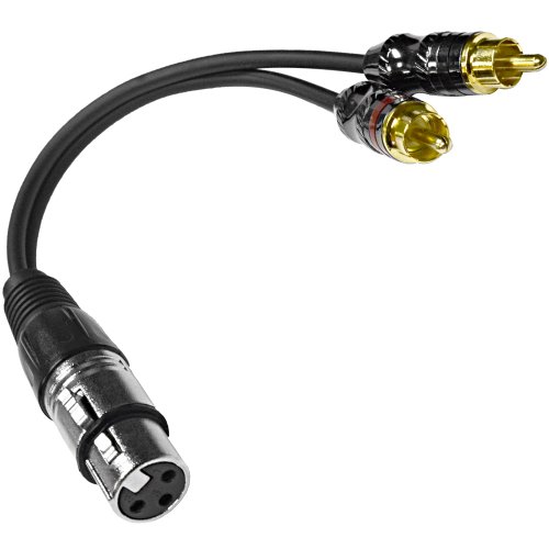 0847861015060 - SEISMIC AUDIO - SA-Y5 - 6 INCH SPLITTER PATCH Y CABLE - 1 XLR FEMALE TO 2 RCA MALE