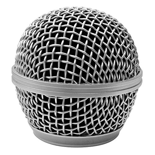 0847861019051 - SEISMIC AUDIO SA-M30GRILLE-SILVER REPLACEMENT SILVER STEEL MESH MICROPHONE GRILL HEAD FOR SHURE SM58, SHURE SV100