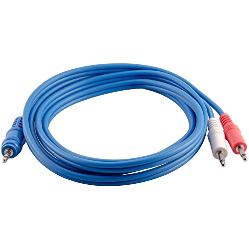 0847861035921 - SEISMIC AUDIO - SA-Y19 - 6 FOOT BLUE 3.5MM STEREO MALE TO DUAL 3.5MM MONO SPLITTER CABLE - 1/8 INCH AUDIO Y-SPLITTER CABLE