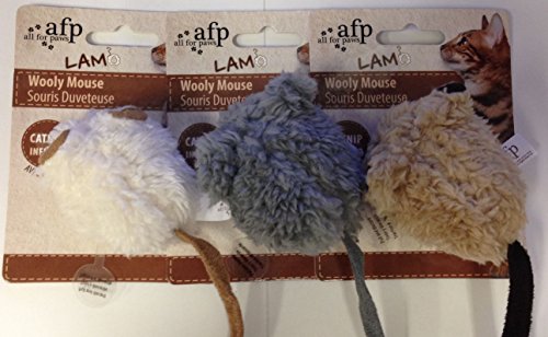 0847922021016 - ALL FOR PAWS LAMB WOOLY MOUSE WITH MOUSE SOUND TOY