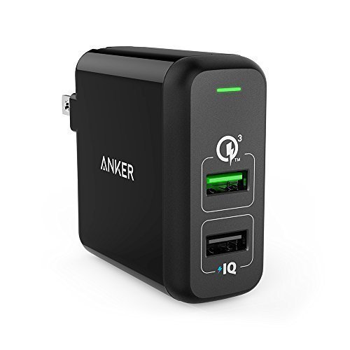 0848061068078 - QUICK CHARGE 3.0, ANKER 31.5W DUAL USB WALL CHARGER POWERPORT 2 WITH QUICK CHARGE 3.0 FOR GALAXY S7/S6/EDGE/EDGE PLUS, NOTE 4/5, LG G4/G5, HTC ONE M8/M9/A9, NEXUS 6, IPHONE, IPAD AND MORE