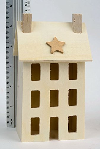 0848192057118 - 4 UNFINISHED WOODEN SALTBOX HOUSES FOR DECORATING AND CRAFTING