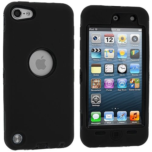 0848285023181 - BLACK DELUXE HYBRID PREMIUM RUGGED HARD SOFT CASE SKIN COVER FOR APPLE IPOD TOUCH 5TH GENERATION 5G 5 (OIE8)