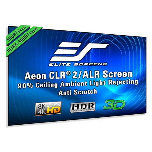 0848448029630 - ELITE SCREENS 123 INCH ALR PROJECTOR SCREEN UST OR SHORT THROW 16:9 4K 90% AMBIENT LIGHT REJECTING EDGE FREE FIXED FRAME PROJECTOR SCREEN GREY INDOOR MOVIE SCREEN HOME THEATER AEON CLR 2 AR123H-CLR2