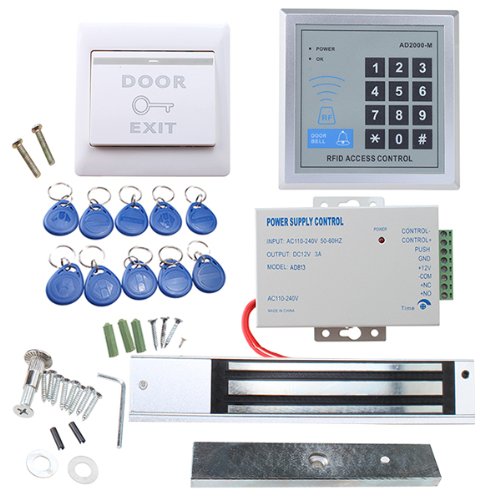 0848454099788 - AGPTEK® FULL SET RFID DOOR ACCESS CONTROL SYSTEM KIT WITH 280KG 620LB ELECTRIC MAGNETIC LOCK 110-240V AC TO 12V DC 3A 36W POWER SUPPLY PROXIMITY DOOR ENTRY KEYPAD 10 KEY FOBS EXIT BUTTON