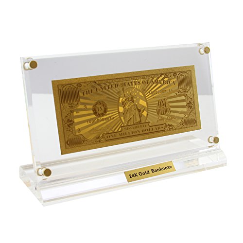 0848514987321 - USA 1 MILLION USD BANK NOTE 24K GOLD WITH GLASS STAND & BOX & COA! NICE OFFICE PIECE! COLLECTIBLE