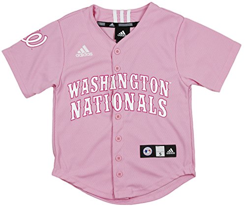 0848553095810 - WASINGTON NATIONALS MLB GIRLS YOUTH PRINTED PINK JERSEY BY ADIDAS