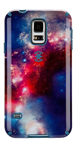 0848709014689 - SPECK PRODUCTS CANDYSHELL INKED CARRYING CASE FOR SAMSUNG GALAXY S5 - RETAIL PACKAGING - SUPERNOVA RED PATTERN/TAHOE BLUE