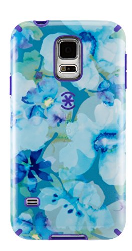 0848709020192 - SPECK PRODUCTS CANDYSHELL INKED CARRYING CASE FOR SAMSUNG GALAXY S5 - RETAIL PACKAGING - AQUA FLORAL BLUE/ULTRAVIOLET PURPLE